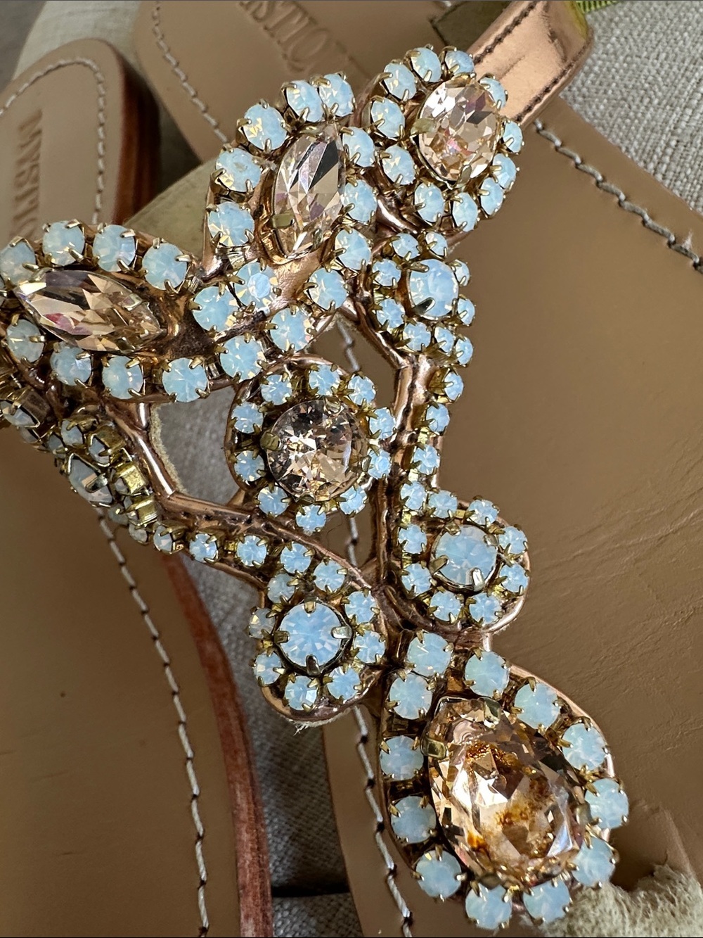 Mystique Tan Jeweled Thong Sandals - Picture 9 of 9